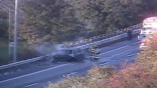 Fire on Interstate 95 in Stonington