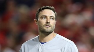 A.J. Pollock #11 reacts after striking out in the first inning of Game 3 of the NLDS against the Washington Nationals at Nationals Park on October 06, 2019 in Washington, DC.