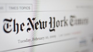 The New York Times homepage on the internet