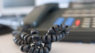 telephone cord of an office telephone