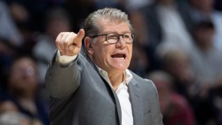 Head coach Geno Auriemma of the UConn Huskies during the American Athletic Conference women's basketball championship at Mohegan Sun Arena on March 9, 2020, in Uncasville, Connecticut.
