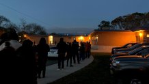 Voters line up in Milford