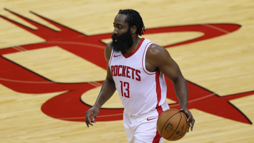 HOUSTON, TEXAS - DECEMBER 17: James Harden #13 of the Houston Rockets controls the ball during the second quarter of a game against the San Antonio Spurs at the Toyota Center on December 17, 2020 in Houston, Texas. NOTE TO USER: User expressly acknowledges and agrees that, by downloading and or using this photograph, User is consenting to the terms and conditions of the Getty Images License Agreement.