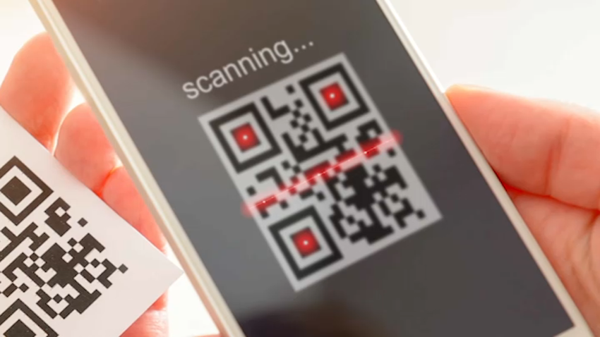 a QR code being scanned