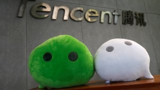 WeChat mascots are displayed inside Tencent office at TIT Creativity Industry Zone in Guangzhou, China, May 9, 2017.