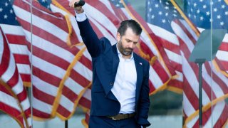 Donald Trump Jr. speaks during a rally of supporters of US President Donald Trump on The Ellipse outside of the White House on January 6, 2021, in Washington, DC.