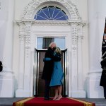 President Joe Biden hugs first lady Jill Biden