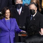 Sonia Sotomayor, associate justice of the U.S. Supreme Court, administers the oath of office to U..S. Vice President-elect Kamala during the 59th presidential inauguration in Washington, D.C., Jan. 20, 2021. Daniel Acker/Bloomberg via Getty Images