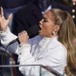 Jennifer Lopez performs during the 59th presidential inauguration in Washington, D.C. on Wednesday, Jan. 20, 2021.