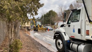 Water main break on Cedar Street in Newington