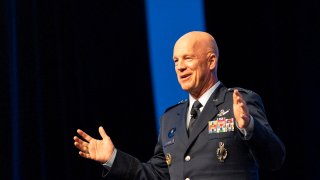 Gen. John Raymond, U.S. Space Command and Air Force Space Command commander, speaks at the Air Force Association Air, Space and Cyber Conference in National Harbor, Md., Sept. 16, 2019.