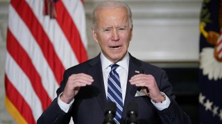 In this Jan. 27, 2021, file photo, President Joe Biden speaks on climate change, creating jobs, and restoring scientific integrity before signing executive orders in the State Dining Room of the White House in Washington, D.C.