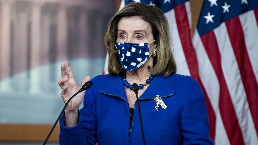 In this Feb. 4, 2021, file photo, U.S. House Speaker Nancy Pelosi, a Democrat from California, speaks during a news conference at the U.S. Capitol in Washington, D.C.