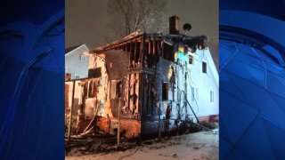 Fire damage to a house in Stamford, Connecticut