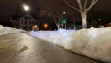 A sheet of ice is seen on the road in Torrington.