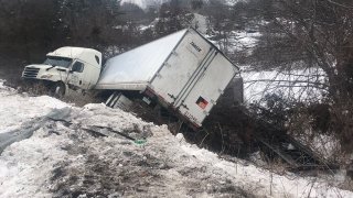 Truck off Interstate 91 in Wallingford