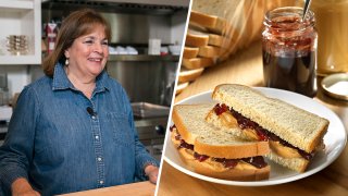 (Left) Ina Garten, (Right) File image of a peanut butter and jelly sandwich.