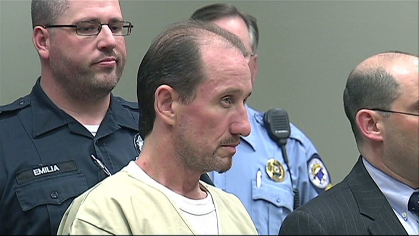 This Dec. 13, 2018 photo shows Jan Gawlik during his sentencing for the murder of his father in Hartford, Conn. Gawlik, who says he is studying to become a Roman Catholic priest, has lost his legal fight against state prison officials he accused of violating his constitutional rights by blocking his orders of used religious books and other materials.