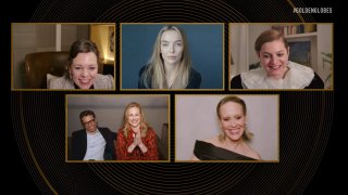 Pictured in this screengrab released on February 28, (l-r) Best Performance by an Actress in a Television Series – Drama nominees Olivia Colman, Jodie Comer (pictured), Emma Corrin, Laura Linney (with Marc Schauer), and Sarah Paulson speak during the 78th Annual Golden Globe Awards broadcast on February 28, 2021.
