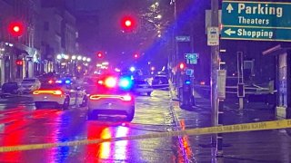 Police on scene at Chapel and Temple streets in New Haven Thursday.