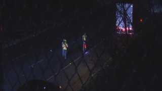Police respond to Interstate 384 after a pedestrian was hit