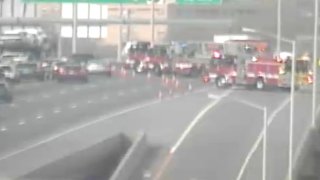 Traffic backup on Interstate 95 in Bridgeport