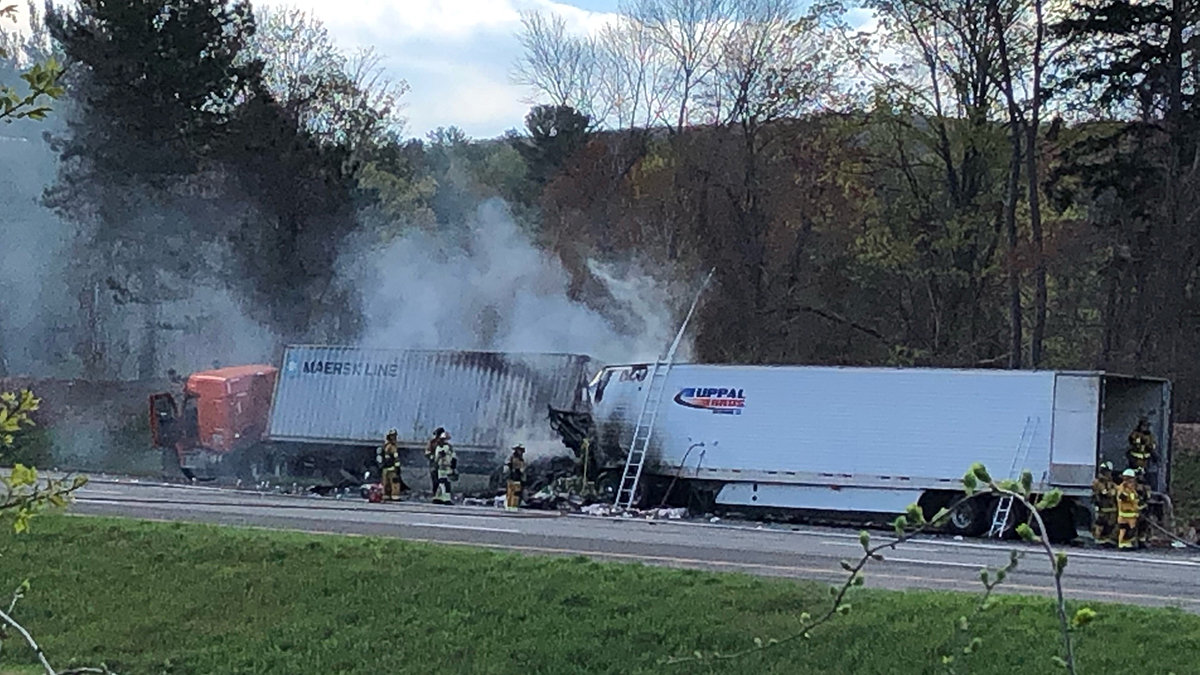 Two Taken to Hospital After Truck Crash, Fire on I84 East in Vernon NBC Connecticut