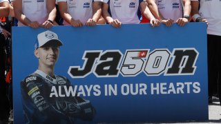 Banner in remembrance of Jason Dupasquier