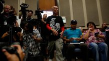 Sriracha plant owner David Tran arrives at the Irwindale city council meeting