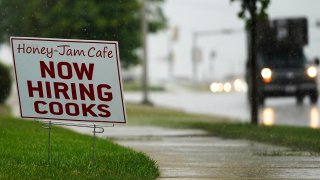 Honey Jam Cafe Hiring Sign Shown in Downers Grove, Illinois
