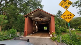 Damage to Cornwall covered bridge