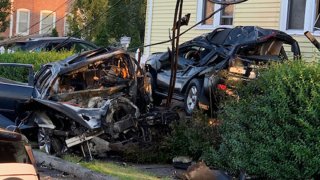 Vehicle destroyed in crash in West Hartford