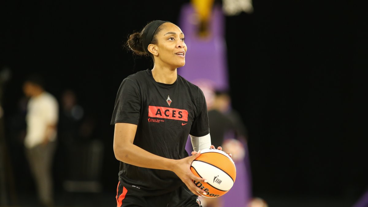 A'ja Wilson of the Las Vegas Aces shoots the ball during the game News  Photo - Getty Images