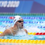 Michael Andrew of Team United States competes in heat five of the Men's 100m Breaststroke on day one of the Tokyo 2020 Olympic Games at Tokyo Aquatics Centre on July 24, 2021 in Tokyo, Japan.
