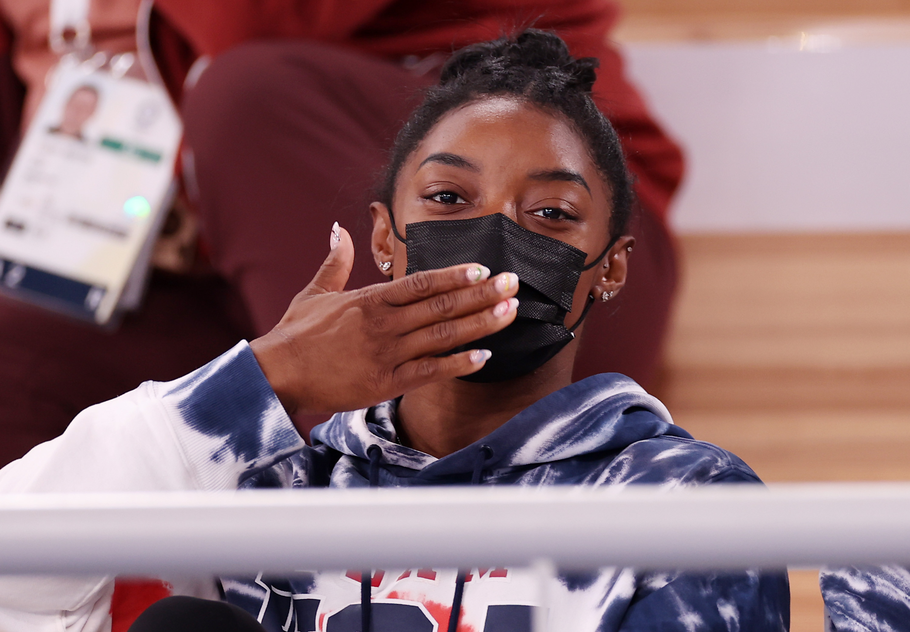 Simone Biles blows a kiss