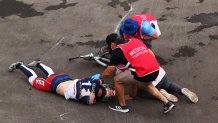 Connor Fields of Team United States receives medical treatment after a crash