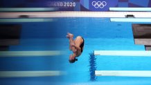 Hailey Hernandez of Team United States competes in the Women's 3m Springboard Semi final on day eight of the Tokyo 2020 Olympic Games at Tokyo Aquatics Centre on July 31, 2021 in Tokyo, Japan.