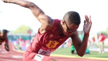 Isaiah Jewett prepares to run in the first round of the Men's 800 Meters during day one of the 2020 U.S. Olympic Track & Field Team Trials at Hayward Field on June 18, 2021 in Eugene, Oregon.