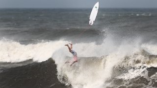 Surfers wipe out at the 2020 Tokyo Olympic Games