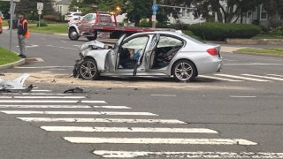 A car was involved in a crash with a CT Transit bus in West Hartford on Thursday.