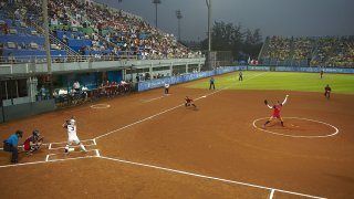 Team USA plays Japan in the gold medal final for softball at the 2008 Beijing Olympics