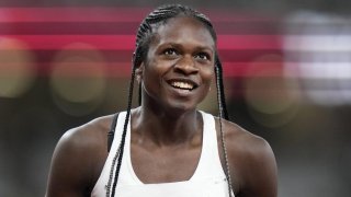 Runner Christine Mboma of Namibia at the Tokyo Olympics