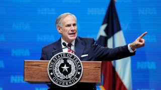 Texas Governor Greg Abbott speaks in Dallas, Texas.