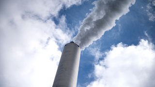 A detail of the pilot carbon dioxide (CO2) capture plant is pictured at Amager Bakke waste incinerator in Copenhagen on June 24, 2021. – The goal is to be able to capture 500,000 tonnes of CO2 from Amager Bakke’s emissions by 2025.