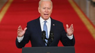 US President Joe Biden speaks on ending the war in Afghanistan in the State Dining Room at the White House in Washington, DC, on August 31, 2021.