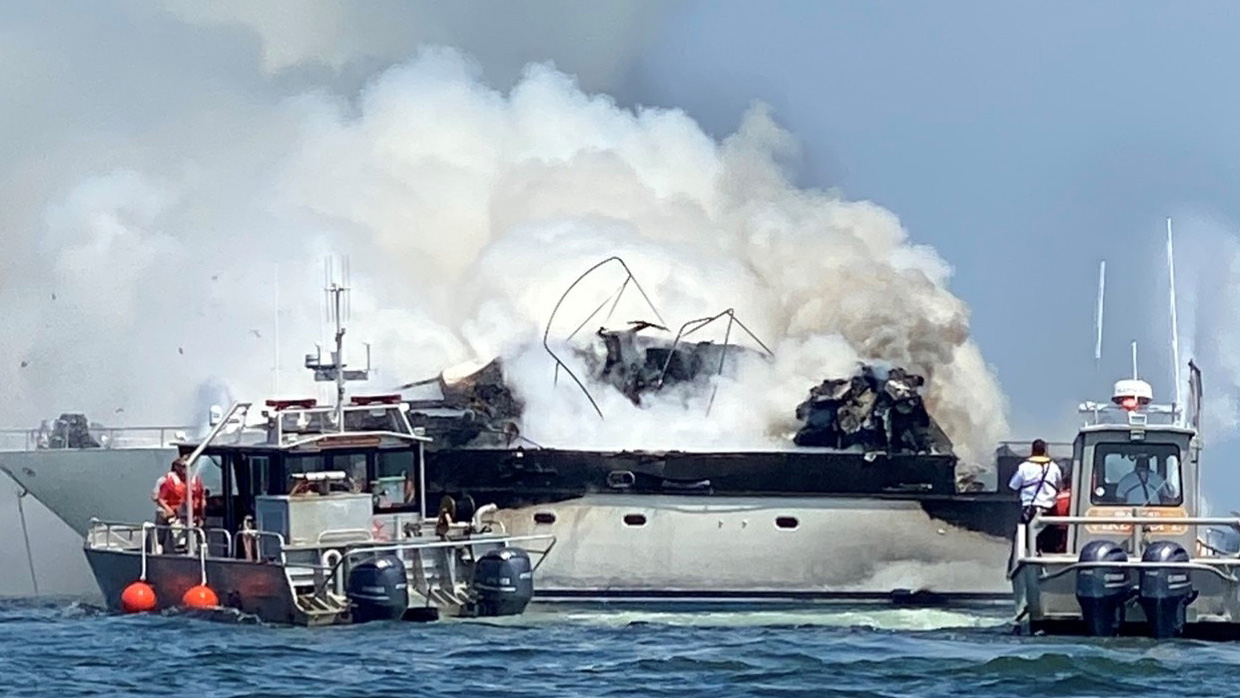 yacht on fire today