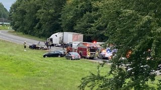 A serious crash shut down I-691 East by the Southington/Meriden line Wednesday afternoon.