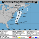 A National Hurricane Center forecast track for Tropical Storm Henri