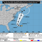 A National Hurricane Center forecast track for Tropical Storm Henri