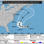 A National Hurricane Center forecast track for Tropical Storm Henri